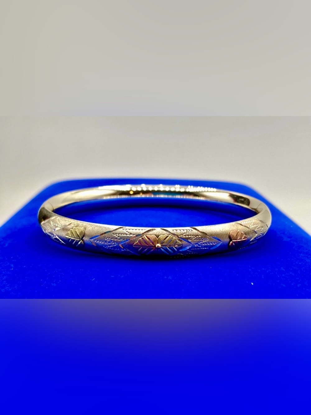 Sterling Silver w/12K Black Hills Gold Bangle Bracelet